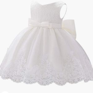 White lace flower girl dress